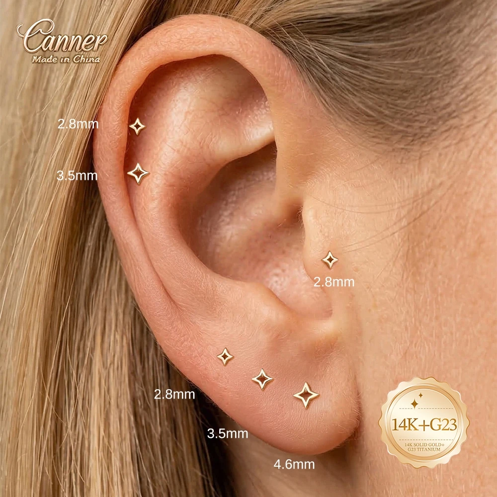 CANNER 14K Solid Gold Hollow S - đánh giá và giá Body Jewelry Hypoallergenic