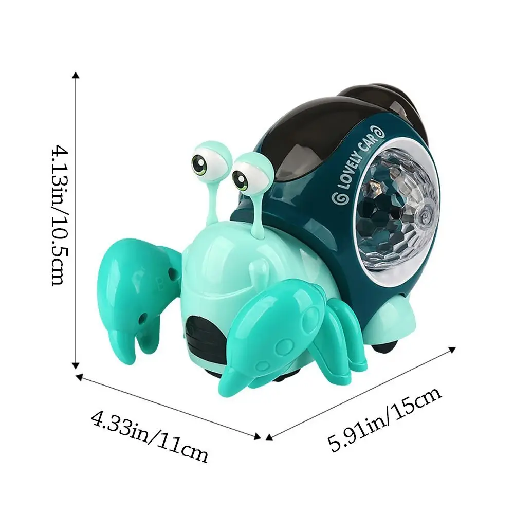 Caracol de dibujos animados para bebé, juguete de cangrejo para gatear, juguete interactivo Musical ligero, tiempo de barriga, juguete de baile iluminado