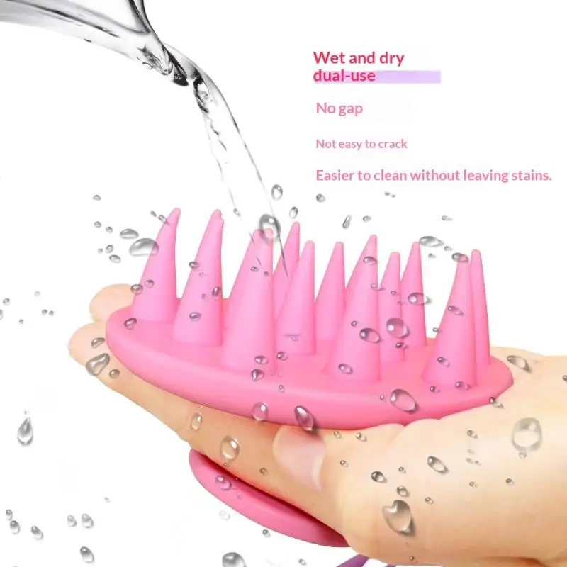 1Pcs Long Stiff Spikes Silicone Shampoo Brush Scalp Massager For Long Curly Thick Hair Scrubber Exfoliator