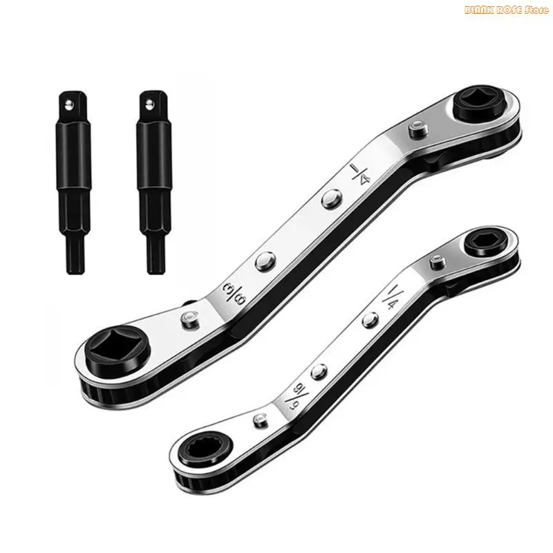 K1AE Hvac Service Wrench Refrigeration Service Wrench Set 1/4inch 3/16inch 5/16inch 3/8inch Ratcheting Service Wrench