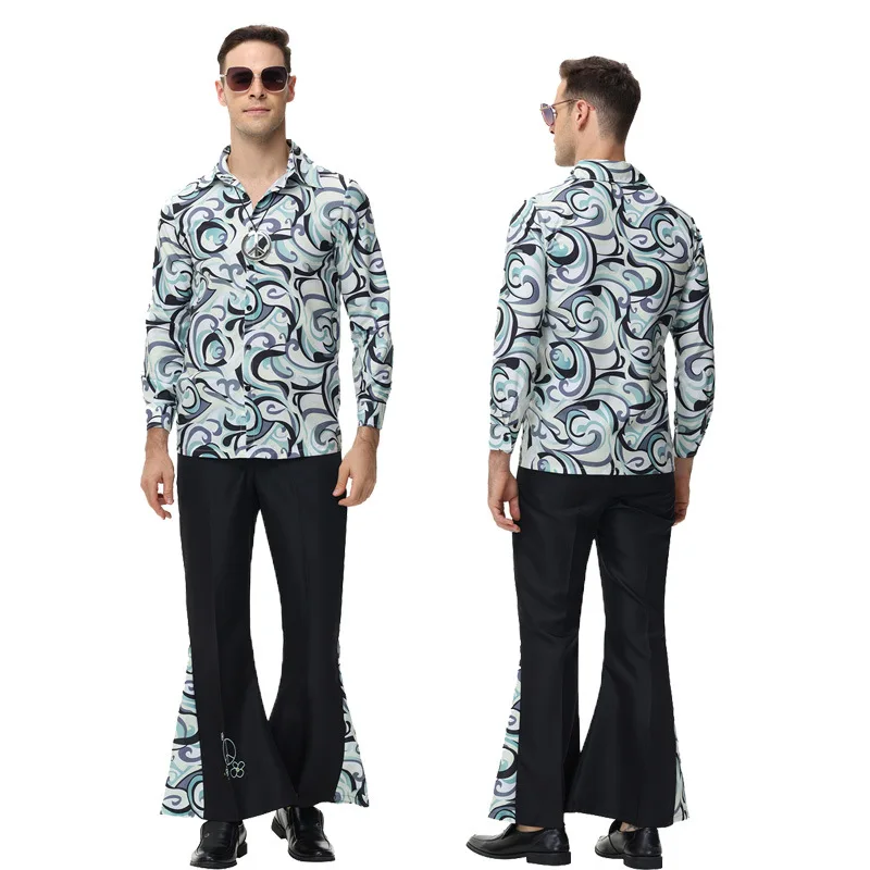 Le Cool New European and American retro 70s disco hippie adult cosplay hip-hop party stage performance costume view 2