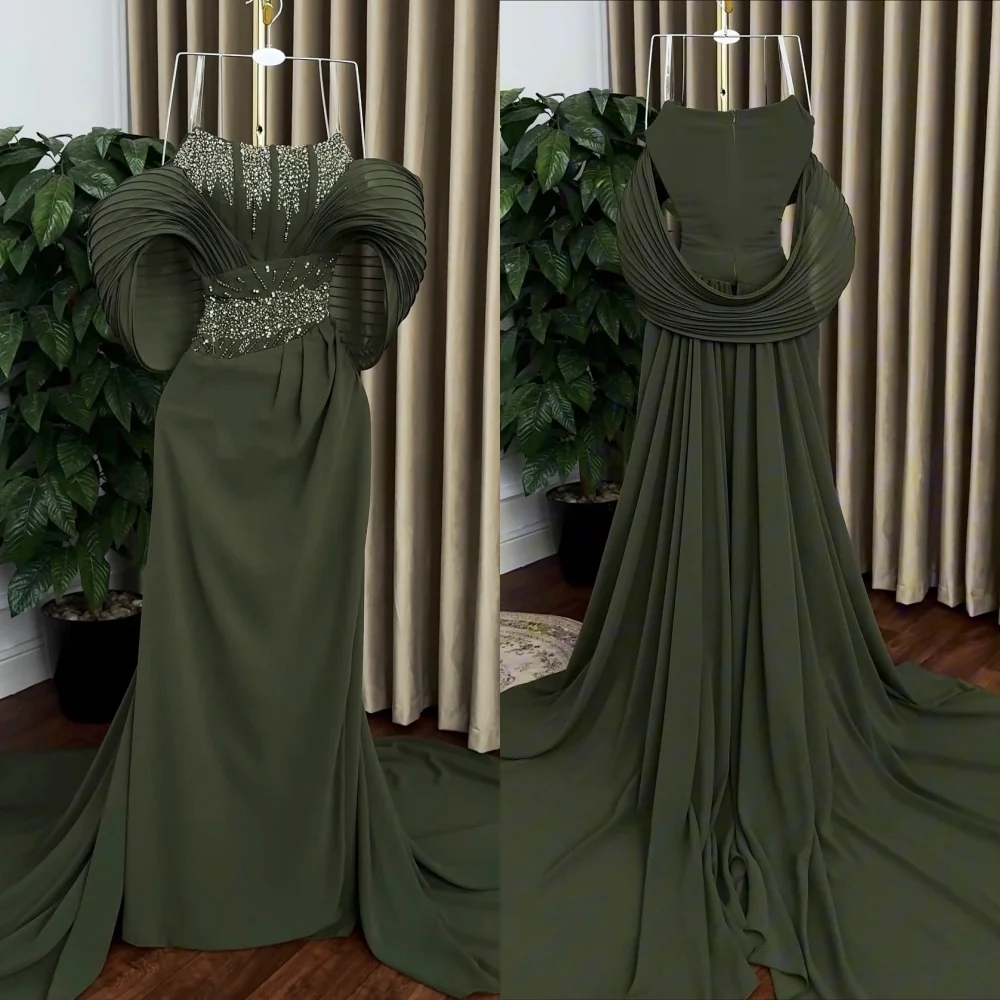 Customized Luxury Evening Dress Sparkle Chic Off-the-shoulder Straight Long Dresses Bespoke Occasion Elegant Party Wedding