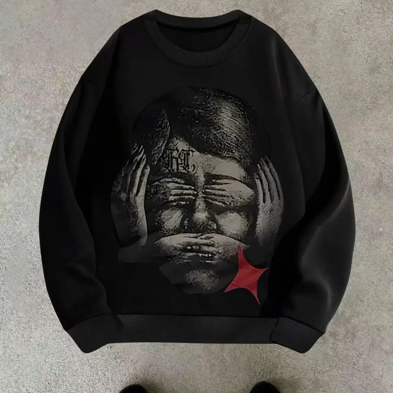 

Gothic Print Autumn and Winter Men's and Women's Long Sleeved Sportswear for Casual and Loose Outdoor Street Sports Training