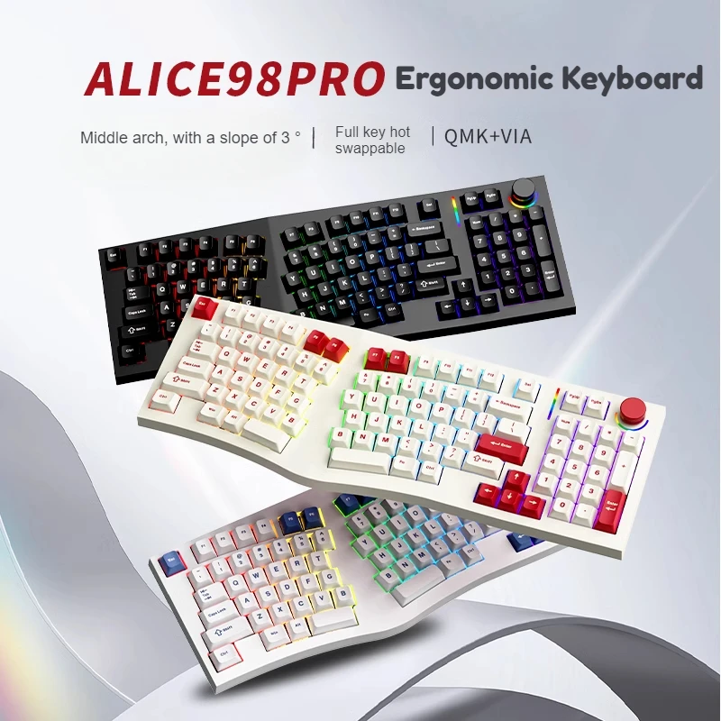 

FEKER Alice98pro Mechanical Keyboard Customized ABS 2.4G Wireless Tri-mode RGB Hot Swap Ergonomics Gaming Mechanical Keyboard