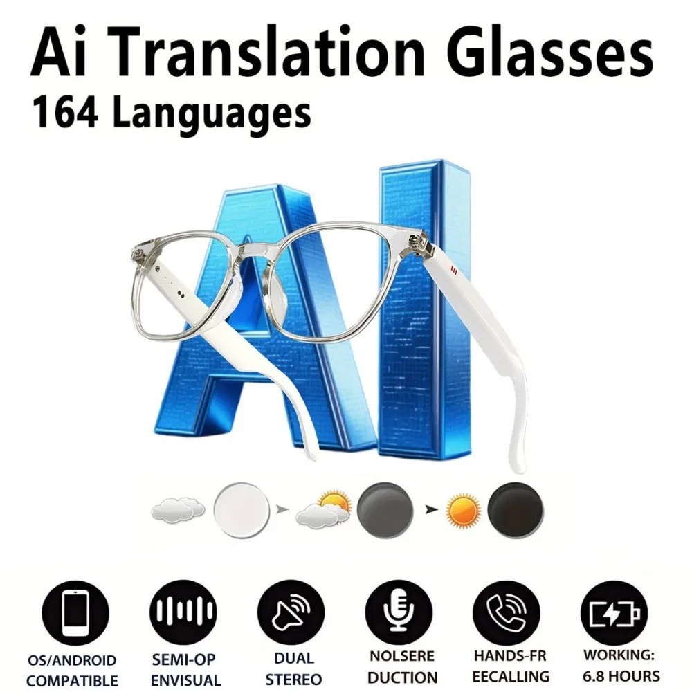 

Умные очки с AI-переводом, фотохромными линзами, поддержкой перевода в реальном времени на более чем 160 языков, стильные аудиоочки.