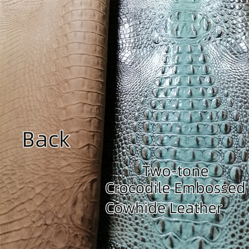 1mm Two-Tone Crocodile Embossed Cowhide. Top-Grain Leather. Genuine Leather Material. Handmade DIY For Bags. Full-Sheet Cutting.