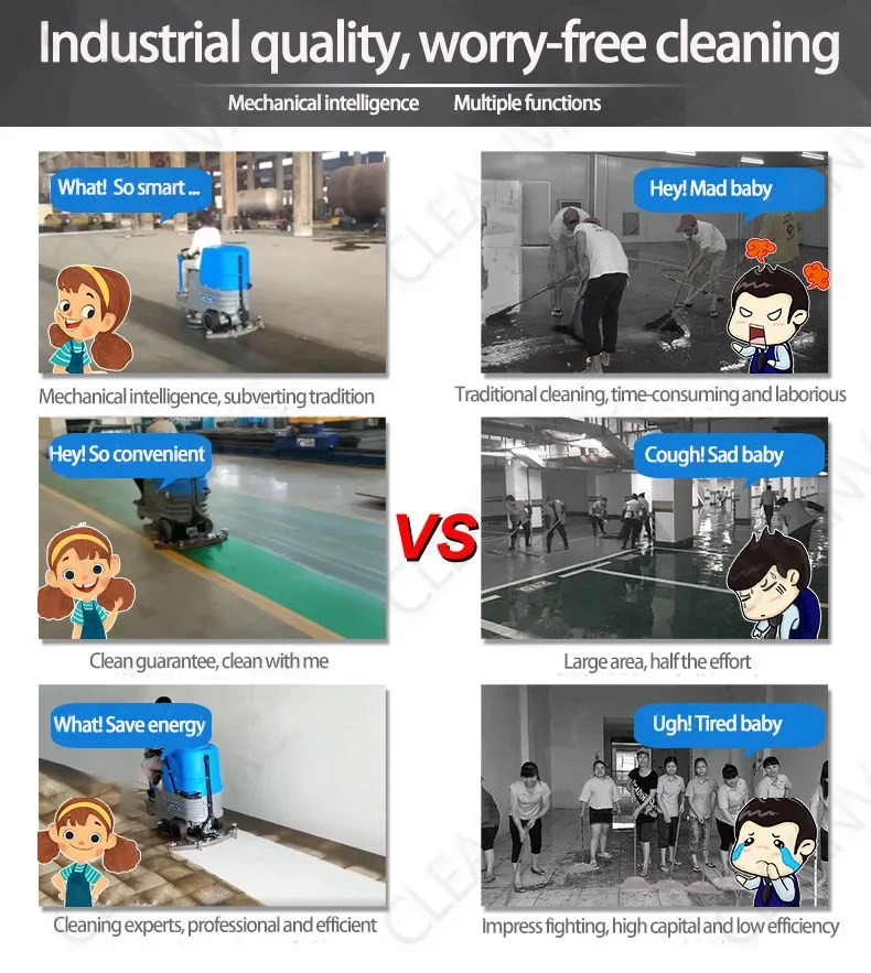 Sino Cleanvac Industrial Ride on Floor Scrubber Dryer Drive Washing Machine for large area