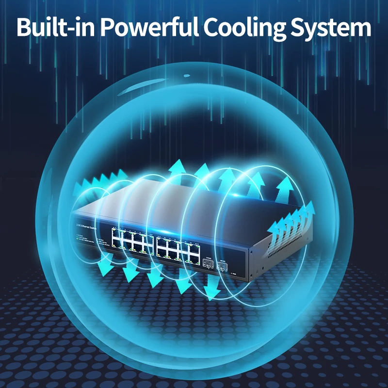 HORACO 16 Port 2.5G Ethernet Switch with 2 Port 10G SFP+ Network Switch 120G Bandwidth Unmanaged Networking Home Lab Switch