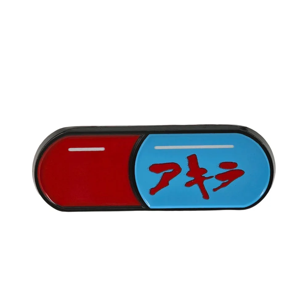 Akira Kapsel-Pillen Emaille-Pin Gut für die Gesundheit Schlecht für die Bildung Anime-Broschen Rot Blau Medizinische Anstecknadeln Geschenk für Punk-Fans – Detail 1