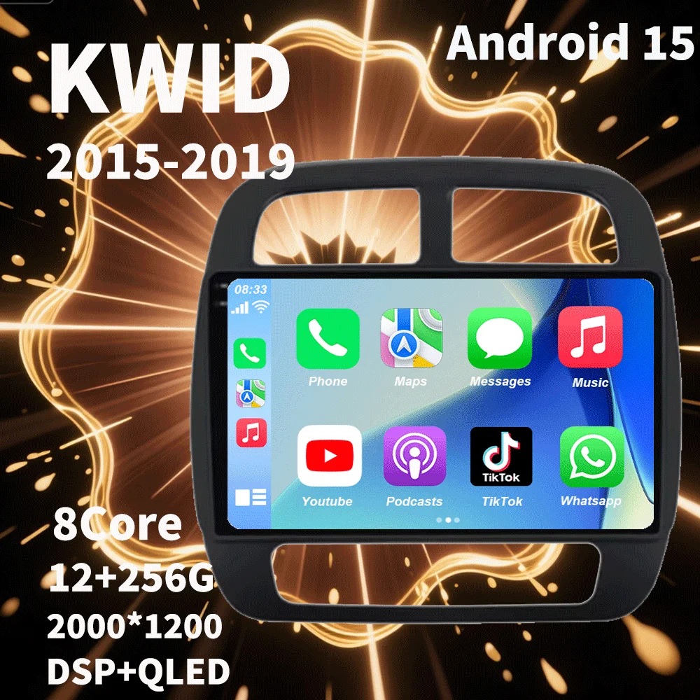 Android 16 Carplay Auto WIFI+4G For Renault KWID K-ZE Dacia spring 2015-2019 Car Radio Multimedia Video Player GPS 2din Stereo