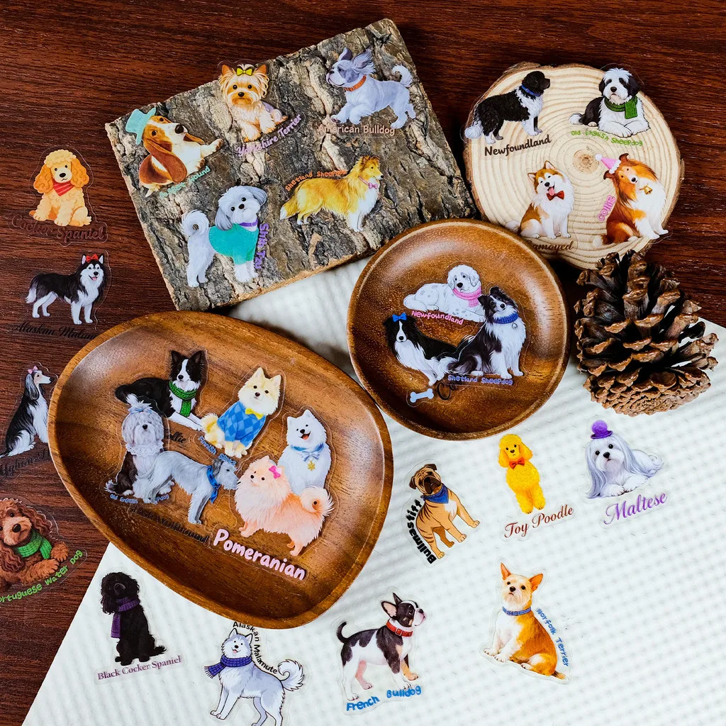 Adorable Canine Clear PET Sticker Set 56 Sheets Kawaii Dog Art Decorative Stickers for Diary Craft Projects Giajar Sticker Store