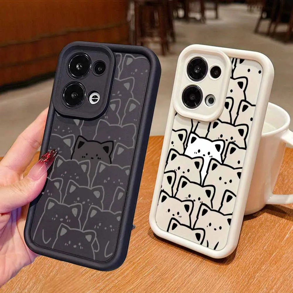 Gatos preto e branco para samsung a30 a20 a31 a32 a33 a34 a50 a51 a52 72 53 54 71 73 25 35 55 06 56 caixa de telefone com escada ocular funda