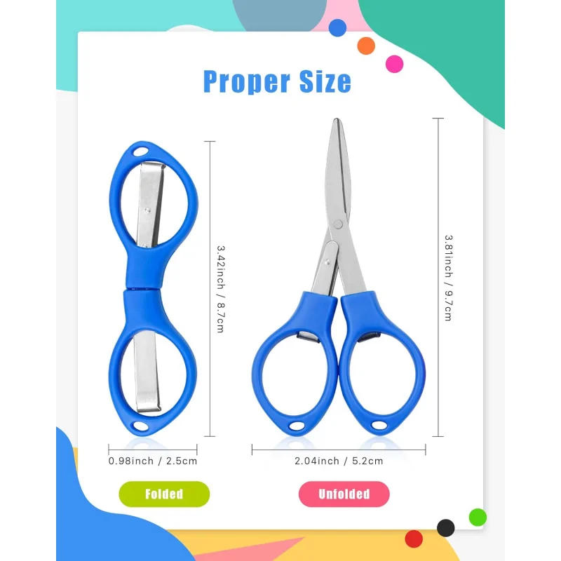 6 Pcs Folding Scissors, Small Stainless Steel Foldable Scissors, Portable Mini Travel Scissors for Home Travel School Office