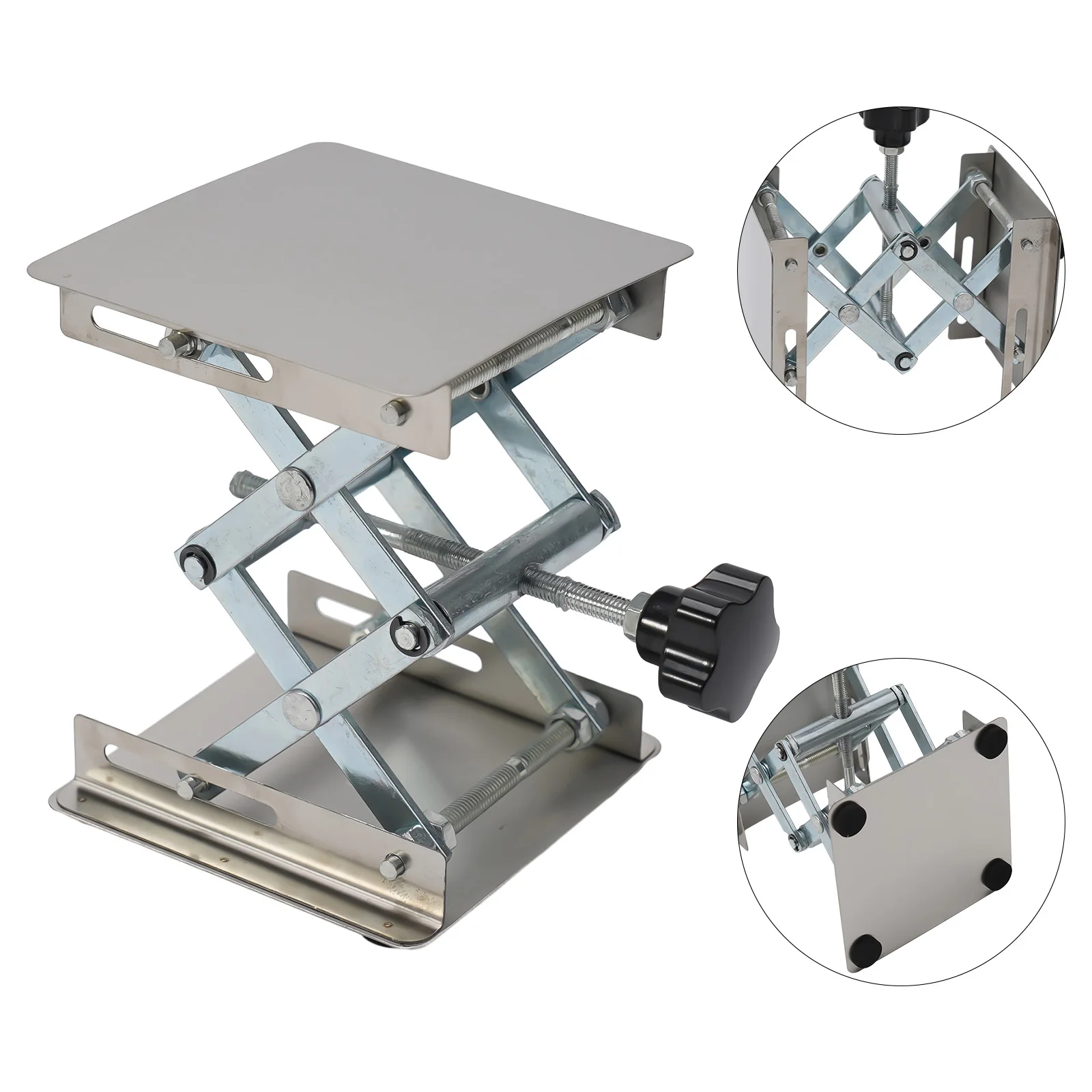 Manual Height Adjustable Stainless Steel Lift Table for Woodworking and Laboratory Compact Design for Practical Use