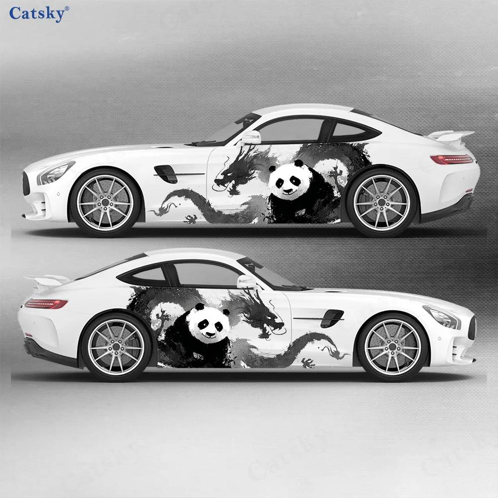 

Artistic Ink Dragon Chinese Panda Car Vinyl Wraps Decal Self-adhesive PVC Sticker Suitable for Trucks SUV Decor Auto Accessories