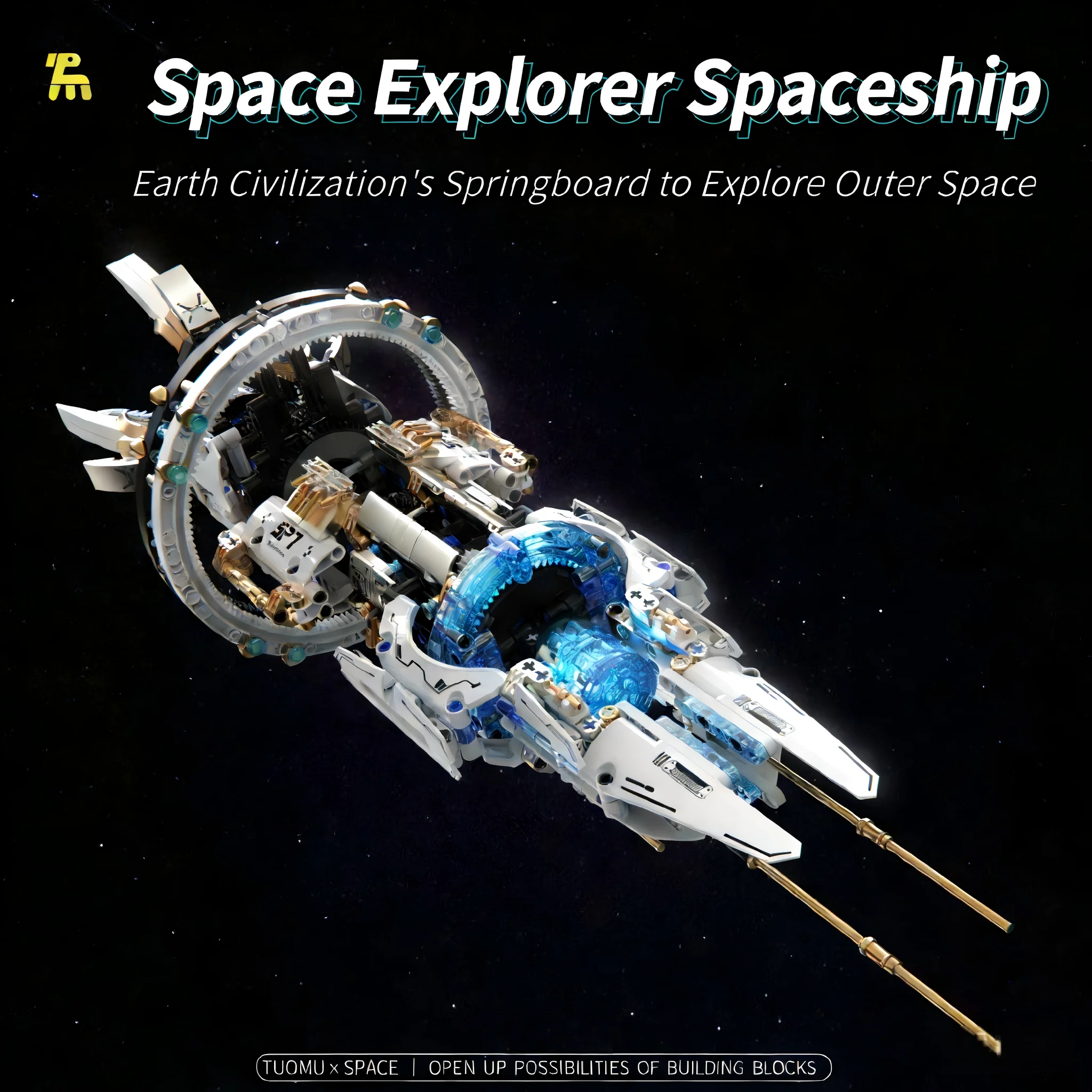 Interstellar Battleship Space Explorer Spaceship Building Blocks Alien Assembly Toyfor Kids and Adults 3D Model 8+ Birthday Gift