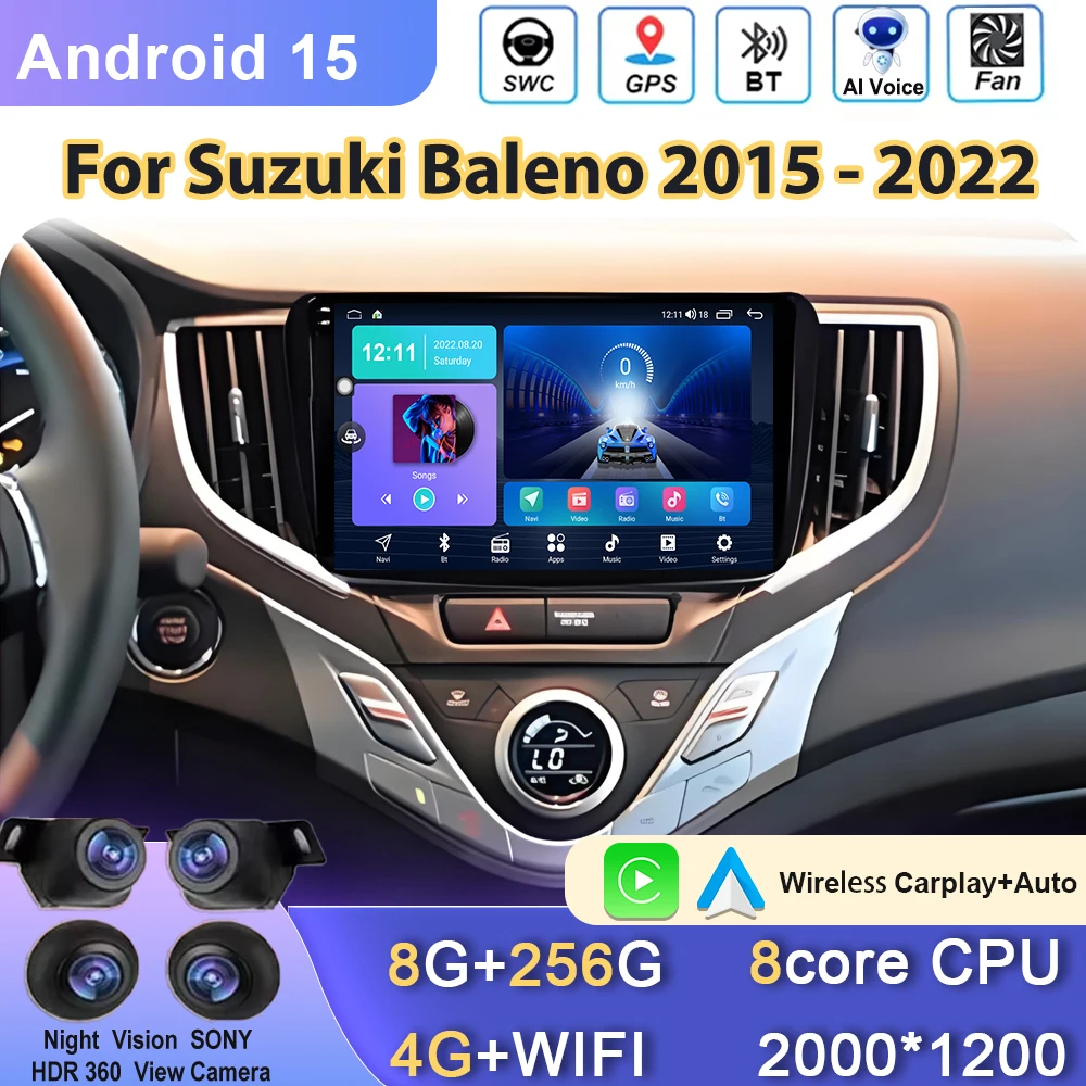 

Car Radio Multimedia Video Player No 2din DVD For Suzuki Baleno 2015 - 2022 9 Inch Android 15 Auto Stereo GPS Navigation Carplay
