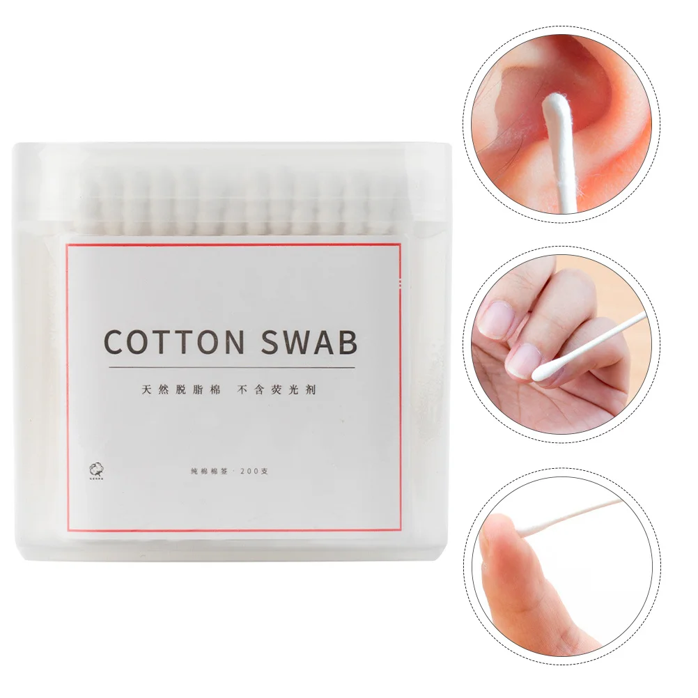 200 قطعة مسحات قطنية للمكياج متعددة الوظائف عصي ذات رؤوس مزدوجة ناعمة قوية ليس من السهل كسر مثالية للعناية الشخصية المنزلية