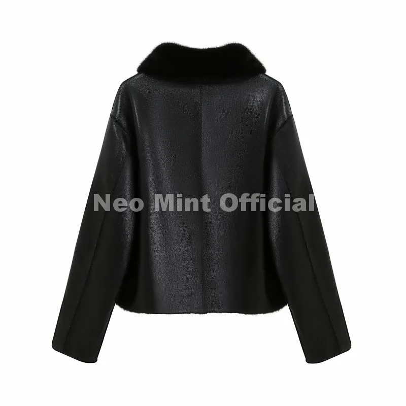 Neo Mint 2026 Winter New Windproof Shearling Jacket Women Brand Fashion Reversible Faux Mink Fur Coat Girls Short Warm Overcoat
