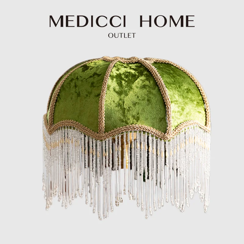 medicci home abajur retro de veludo verde cabeceira de luxo europeia mesa de cabeceira substituicao da tampa da lampada de mesa borlas para quarto 01