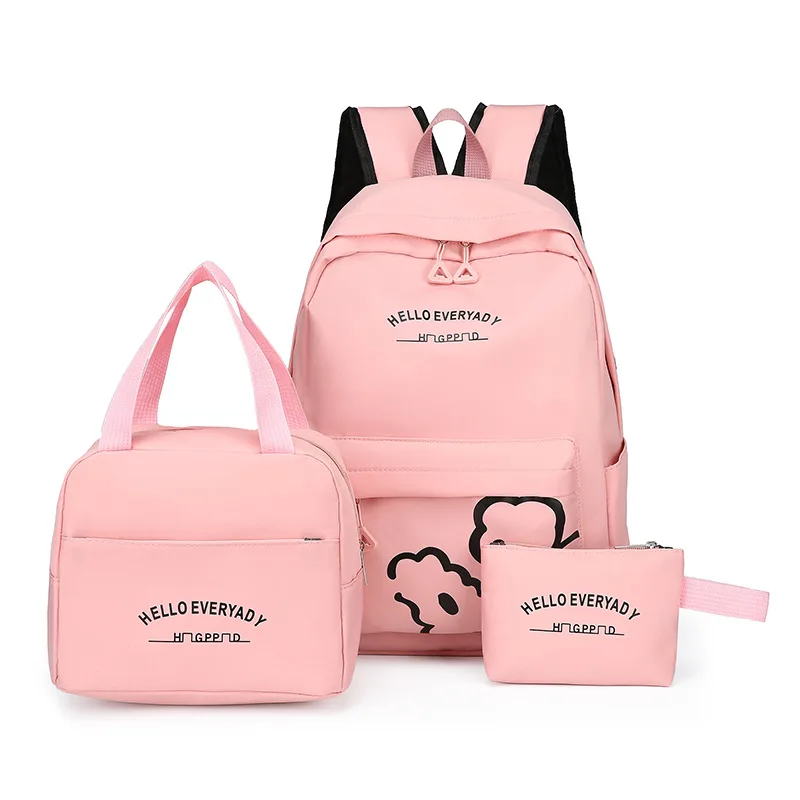 

Middle School School Bag Three-piece Set Girl Cute Casual Large Capacity Lightweight Backpack Simple Bookbag