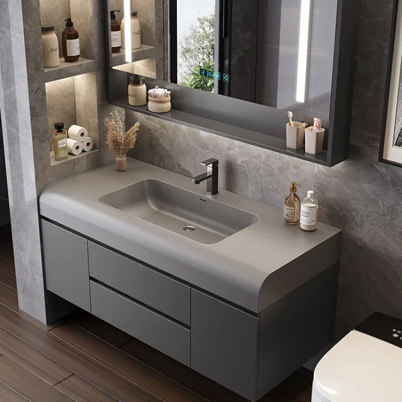 

Luxury Modern Bathroom Cabinet Organizer Vanity Makeup Storage Cabinet Mirror Sink Armoire De Salle De Bain Bathroom Furniture