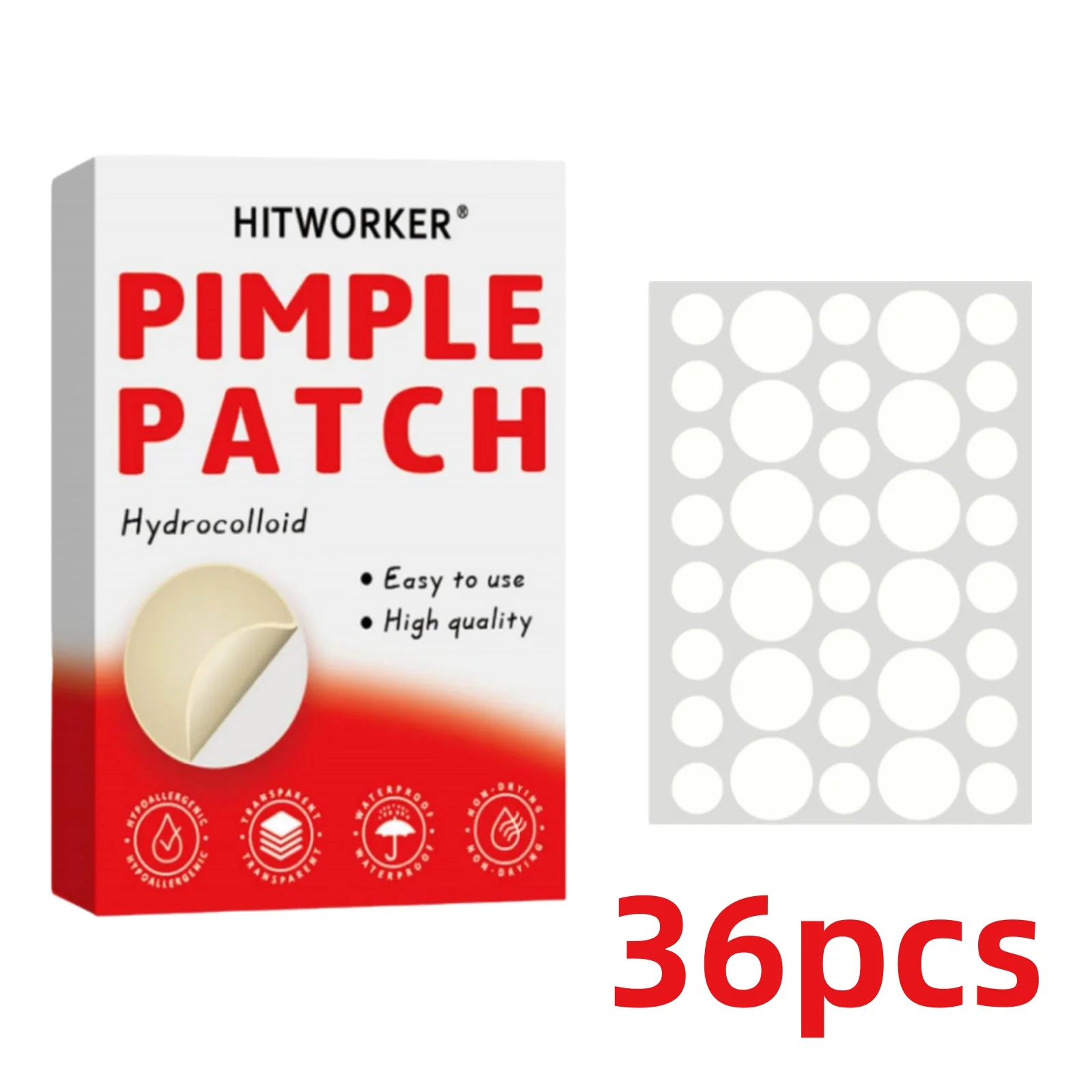 36Pcs Hydrocolloid Acne Pimple Patches, Ultra Thin Invisible Oil Absorbing Blemish Spot Stickers for Daily Facial Skin Care