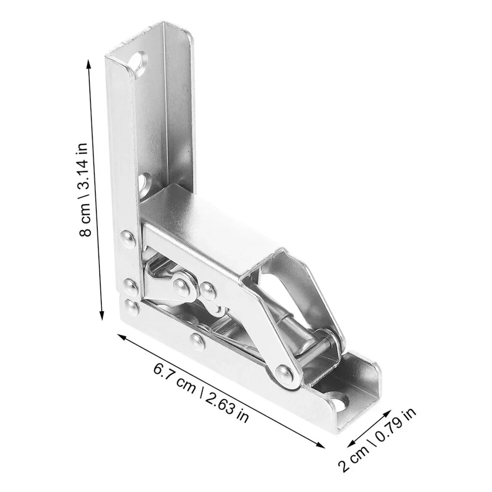 2PCS 90 Degree Self-Locking Folding Hinges Hole-free Hinge Table Leg Brackets 90/180 Degree Flat Spring Folding Hinge