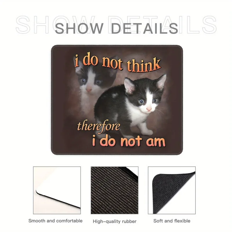 유머러스한 고양이 그림 작은 사각형 마우스 패드 미끄럼 방지 고무 베이스 휴대용 사무실 책상 패드 컴퓨터 노트북 PC 액세서리