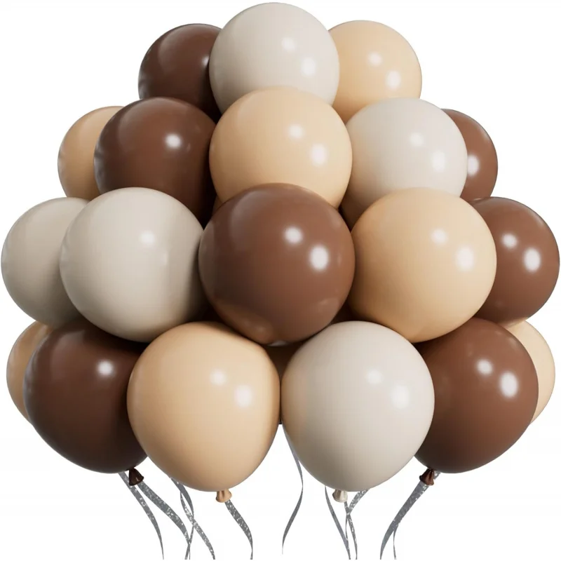 30 globos marrones, globos de látex en color marrón y blanco arena, decoraciones para fiestas de cumpleaños