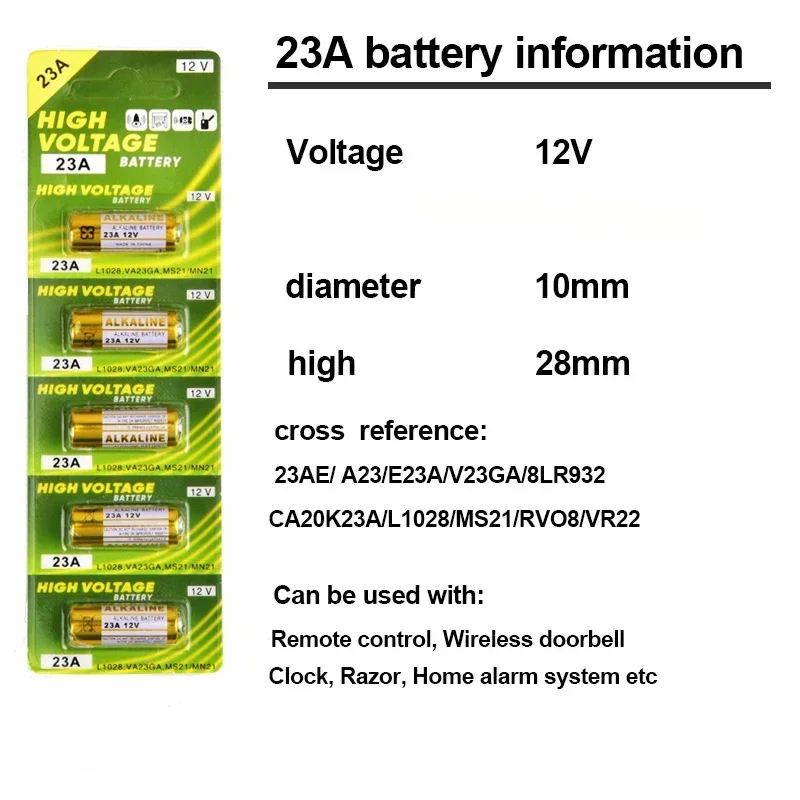 NEW 12V 23A Alkaline Battery A23 E23A K23A L1028 58mAh 5-60PCS for Remote Control, Doorbell, Toys, Flashlight (Premium Quality)
