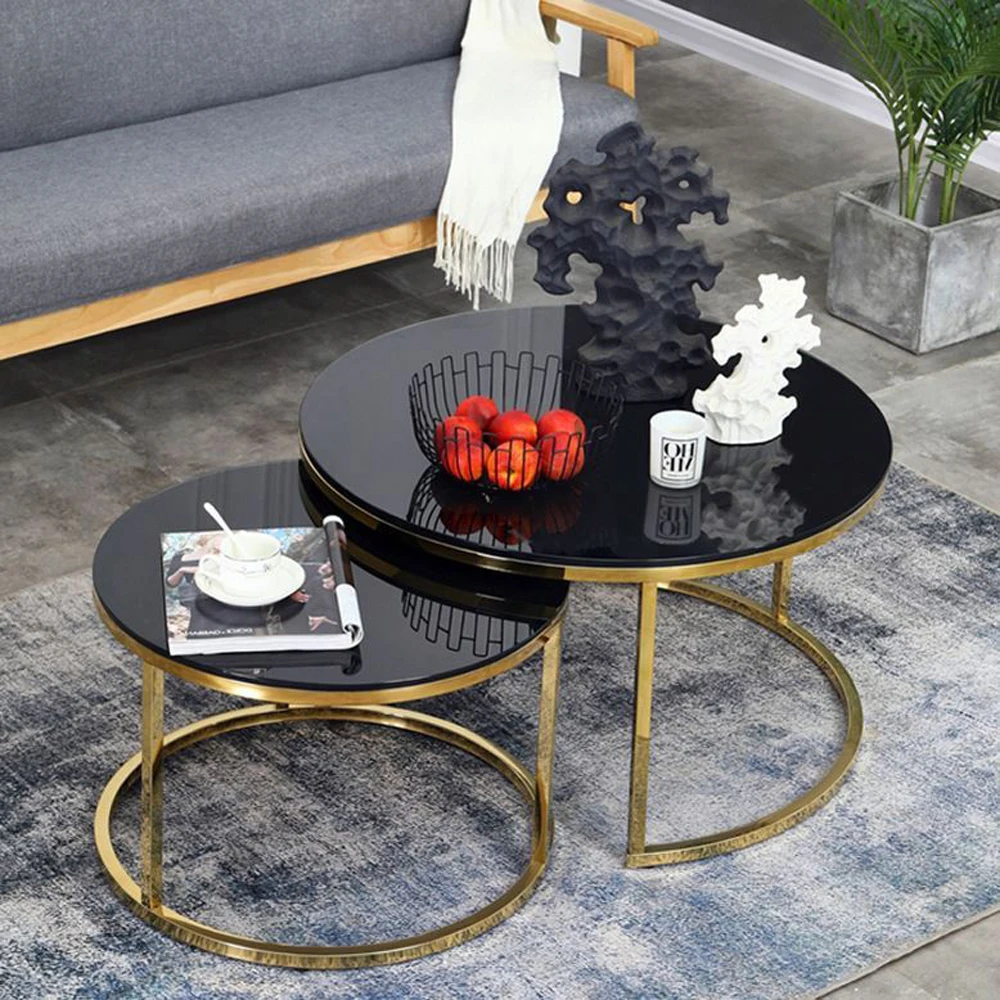 Modern Gold Stainless Steel Leg marble top round living room home furniture luxury side center coffee tea table