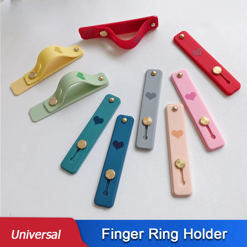 Universal Love Shaped Push-pull Wrist Band Phone Stand Finger Grip Mobile Phone Holder Finger Ring Grip for IPhone 11 12 Huawei