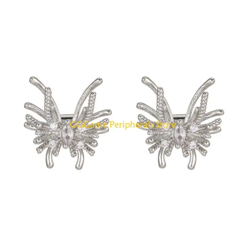 U55B Delicate Alloy Butterfly Ear Clip Decorated Zircon Stones For Freeclip1 2