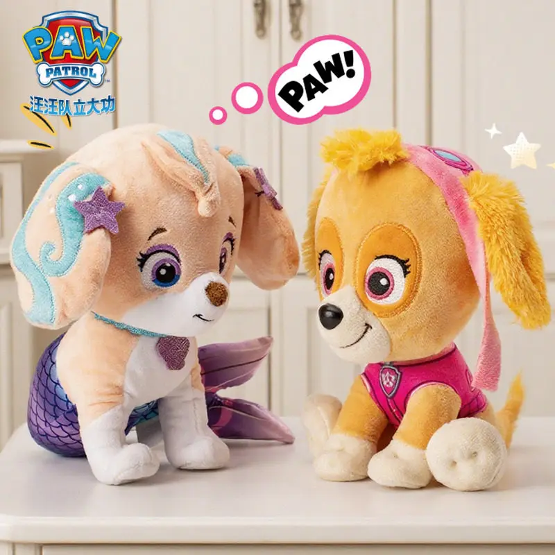 

Genuine Paw Patrol Mermaid Tail Plush Dog Stuffed Animal Soft Cuddly Sparkly Star Design Home Desktop Collect Doll Surprise Gift