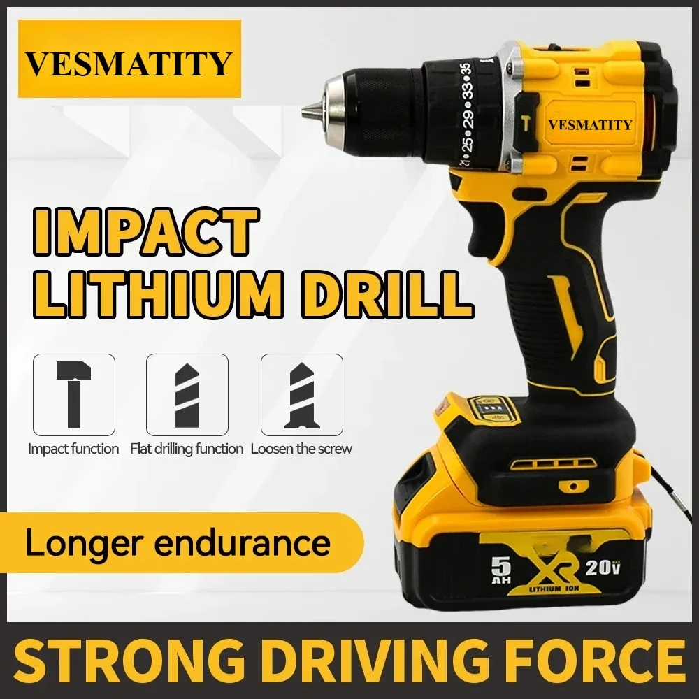 20V High Performance Brushless Cordless Impact Drill & Screwdriver,Multi-function Power Drill for Wood Metal Masonry