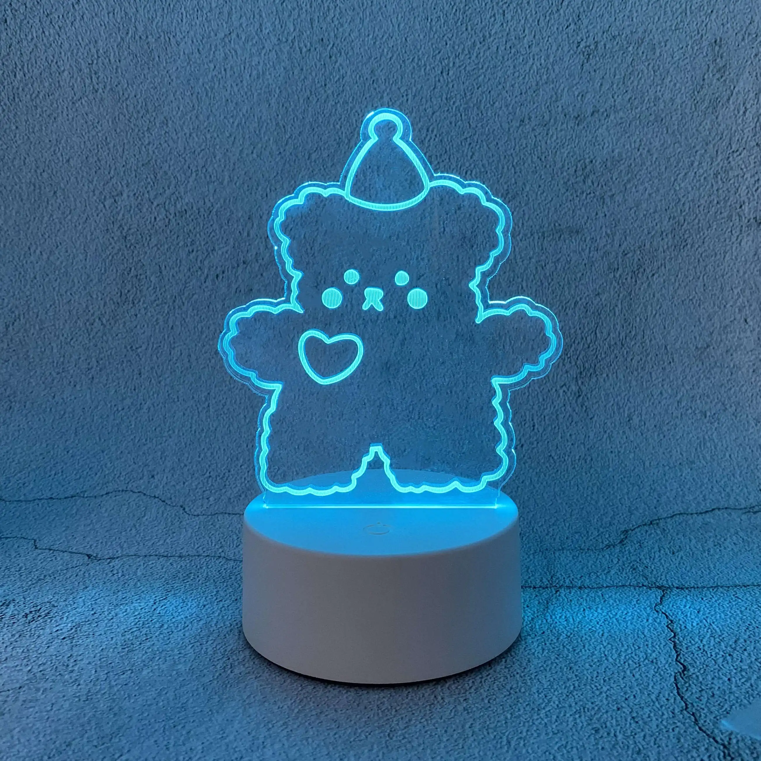 Bunte Weihnachts bär 3d Acryl Plug-in Nachttisch lampe Schlafzimmer Nachtlicht