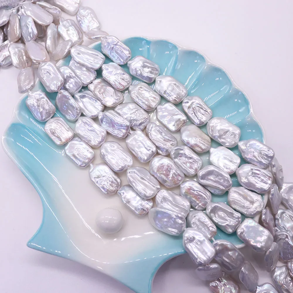 Baroque Style Rectangular Natural Freshwater Pearl Straight Hole Loose Bead DIY Necklace Bracelet Handmade Craft Gift Accessory
