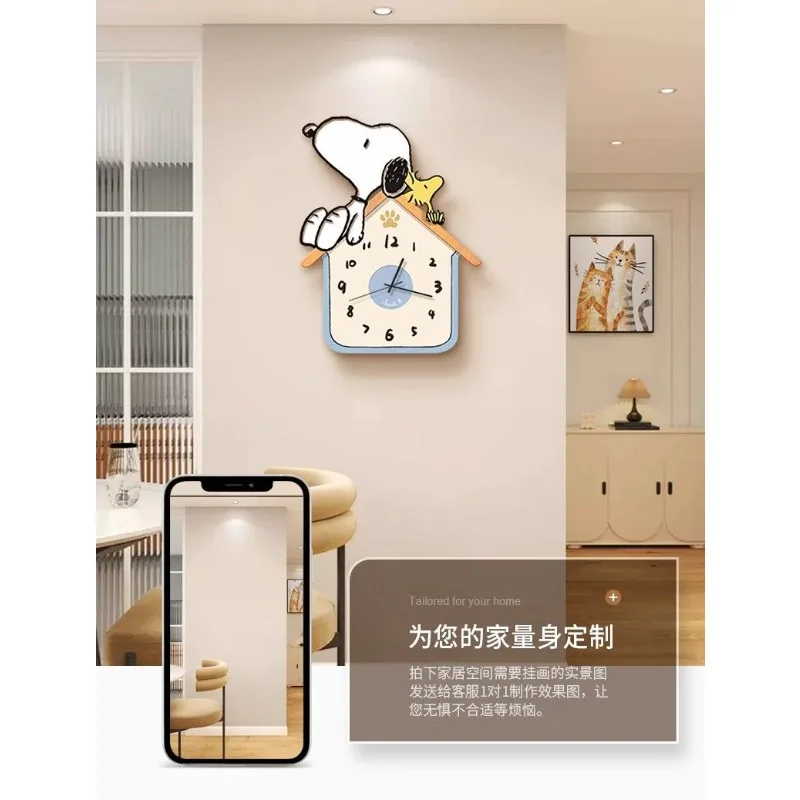 New Snoopy Cartoon Cartoon Style Wall Clock Cream Style Decoration Painting Living Room Dining Room Clock Wall Clock Wholesale view 2