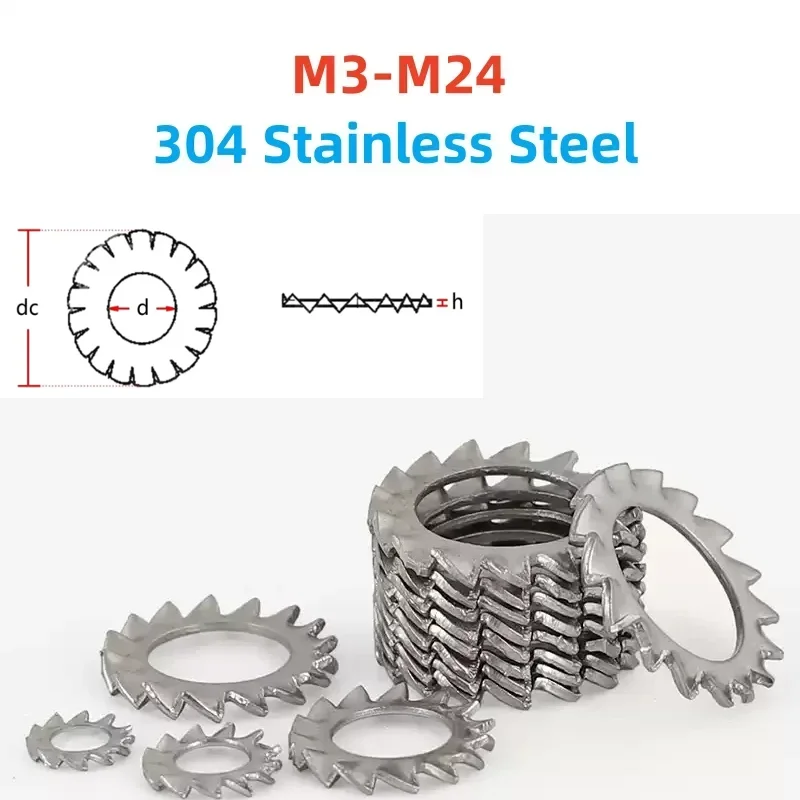 

M3 M4 M5 M6 M8 M10 M12-M24 304 Stainless Steel External Toothed Serrated Lock Washer Star Lock Washers