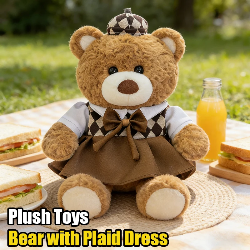 

Мягкие плюшевые игрушки-медведи 35/45/65 см, милые плюшевые медведи-пара, куклы в школьном стиле, подарки на День святого Валентина для девушки