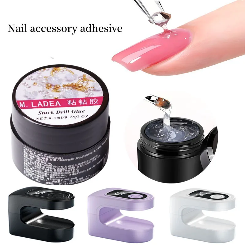 Kit per unghie tutto in uno: lampada a LED e colla diamantata per manicure perfette Essiccatore per unghie Strumenti per polimerizzare la lampada UV Gel per fototerapia staccabile