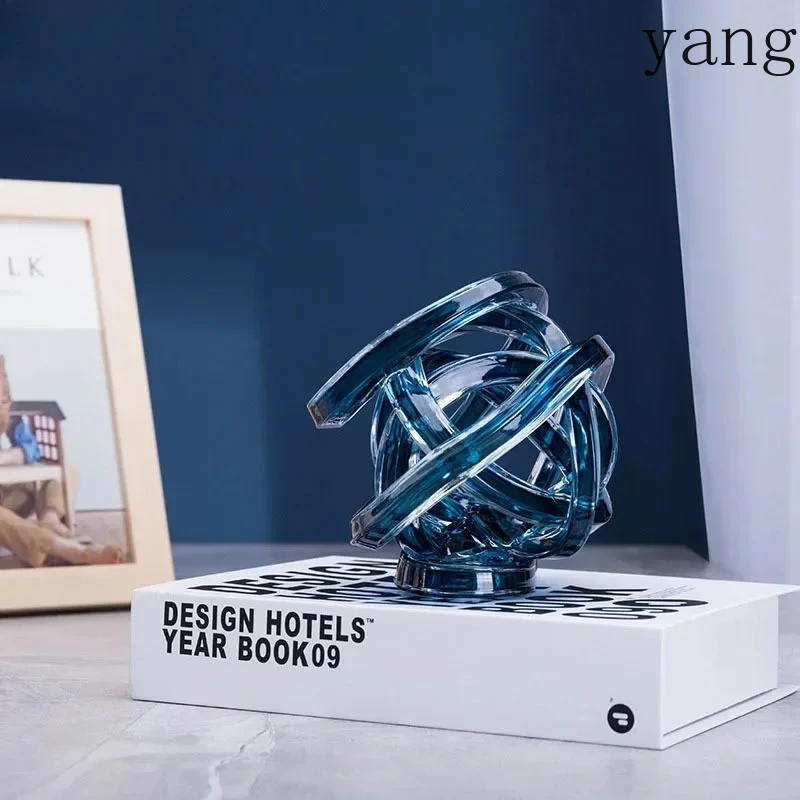 Twisted coil creative transparent glass chain sculpture desktop decoration craft decoration