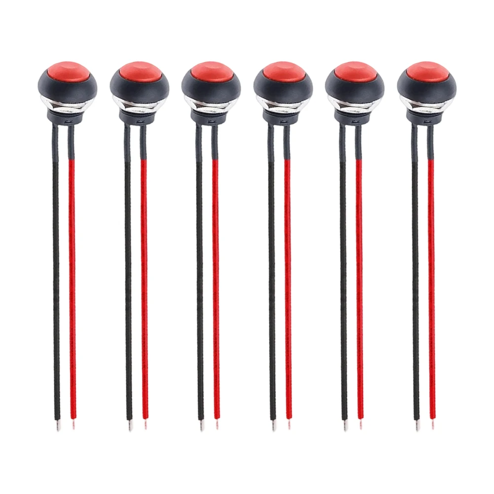 

6 шт. 12-мм кнопочные переключатели для автомобилей и мотоциклов, круглые кнопки включения/выключения с проводами, автомобильные аксессуары