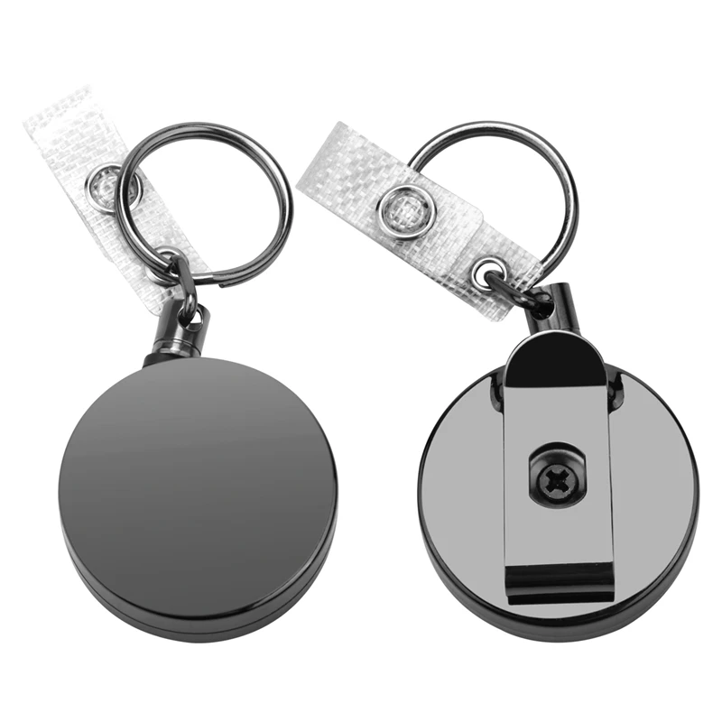 

2 Pack Heavy Duty Retractable Badge Holder Reel,Metal ID Badge Holder With Belt Clip Key Ring For Name Card Keychain