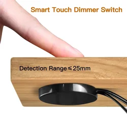 Penetrable 25mm Wood Mirror Touch Sensor LED Light Switch 12V-24V 60W Hand Sweep Dimmable Touch Dimmer DIY Cabinet Shelf Lamp