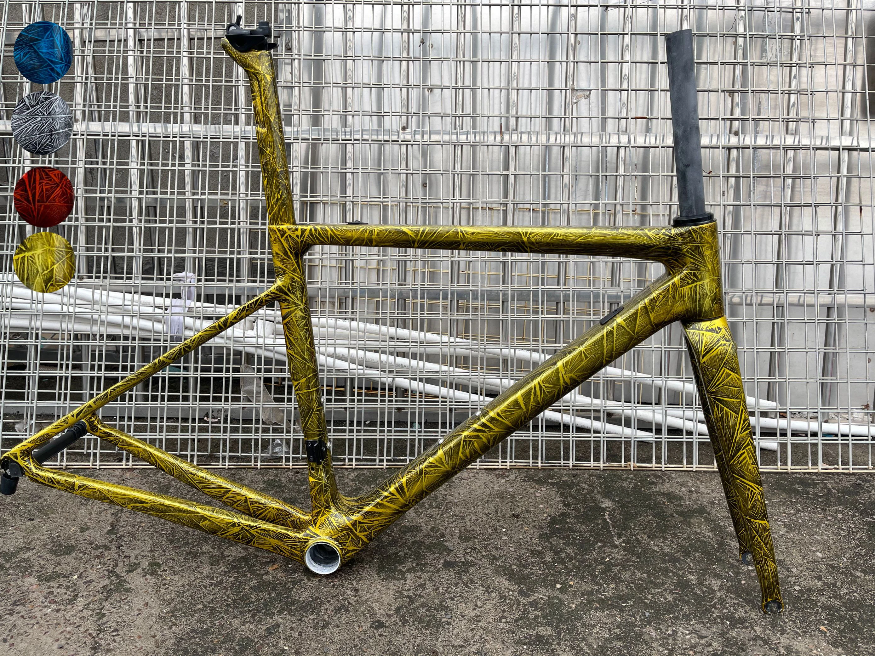 

Yellow Gold V3RS Ice Frozen Frames Texture T1000 Carbon Frames Road Bike BB86 Bicycle Frameset With Fork Seatpost Headset Clamp