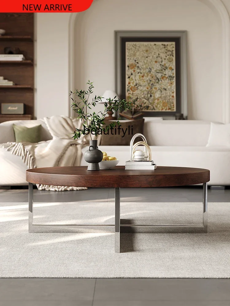 

Medieval style coffee table Japanese style modern simple round coffee table living room household coffee table G1218