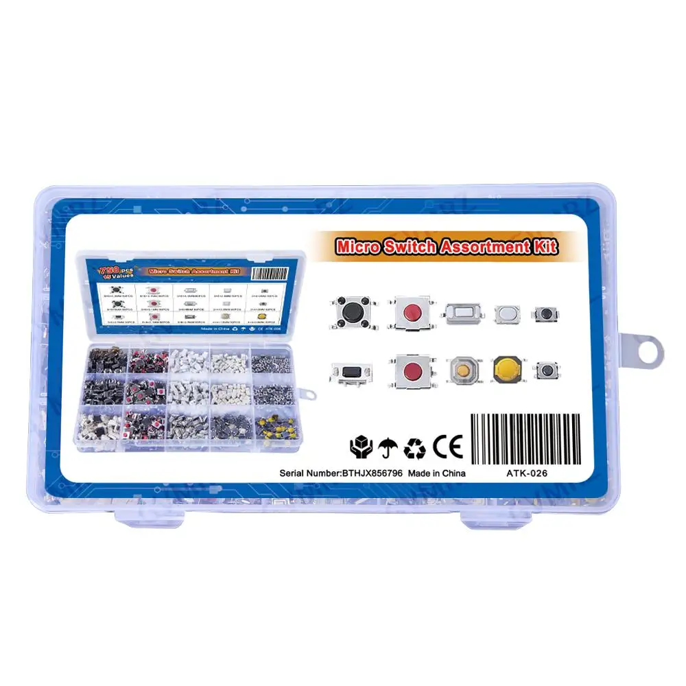 750PCS 6x6x3.1 Car Remote Control Key Touch Switches Tactile Push Button Switches kit box For Hyundai Nissan Honda VW 6x6x4.3MM