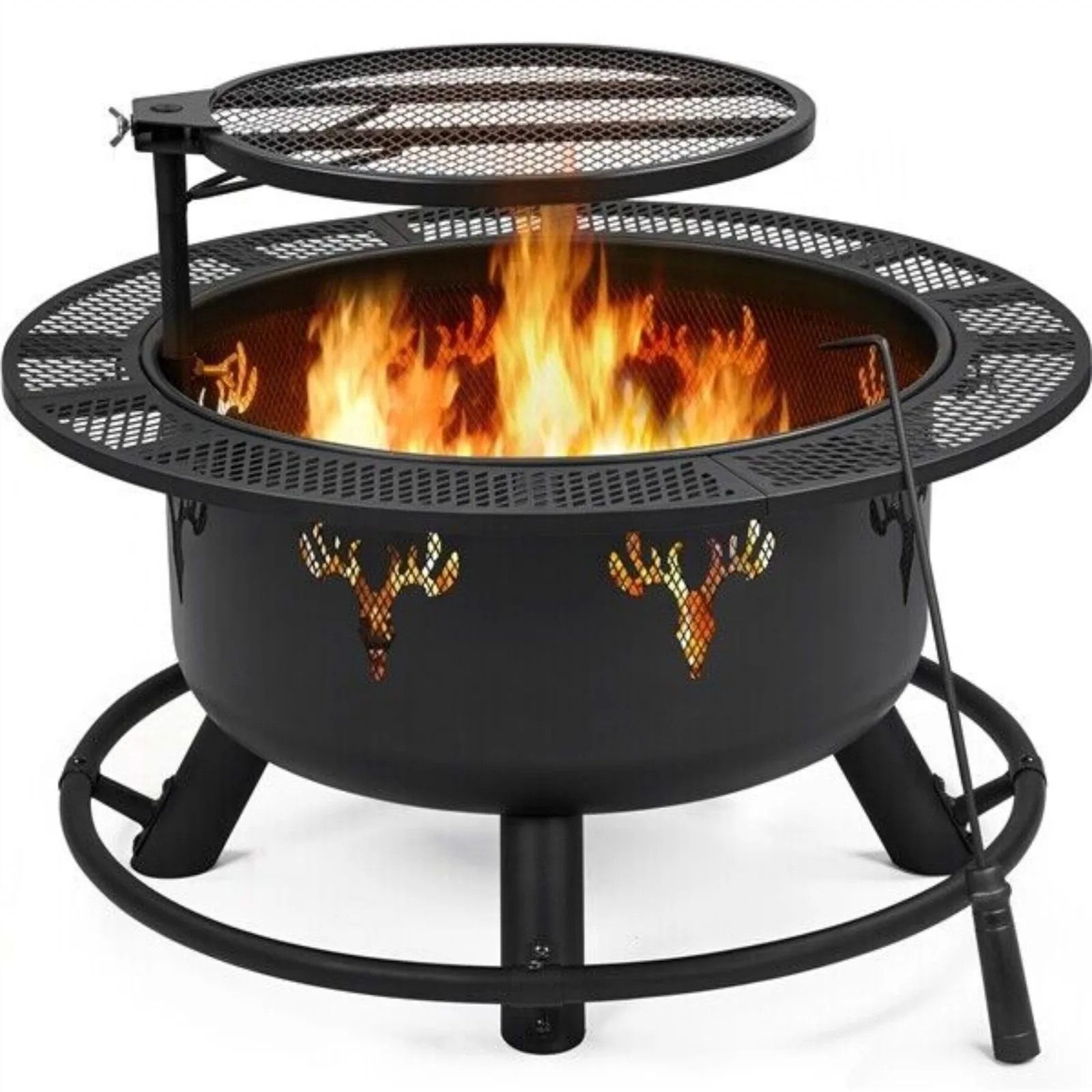 

32in Outdoor Fire Pit Wood Burning Fireplace with 18.5in Swiveling Cooking Grill United States